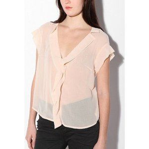 Pins and Needles White Linen Chiffon Blouse Medium